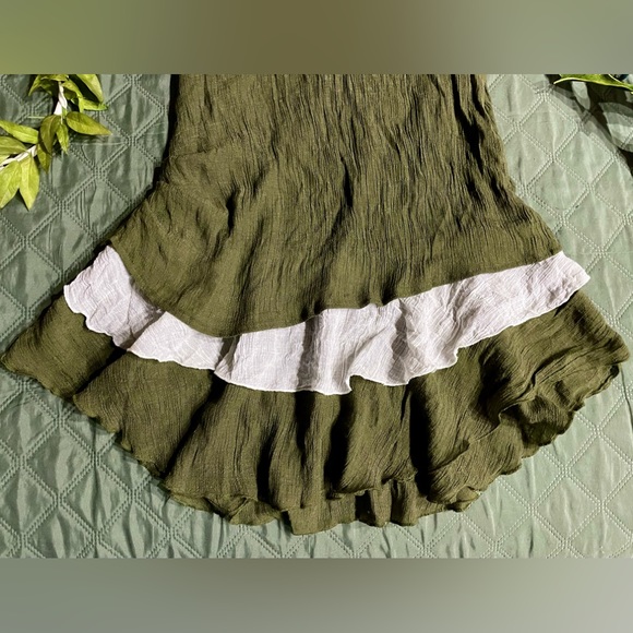 THE PYRAMID COLLECTION "Pixie" Layered Olive Sundress, size XS, LIKE NEW - Picture 3 of 11